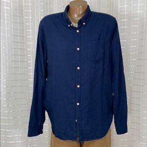 Young. Men’s Casual Button Down Cotton Navy Shirt